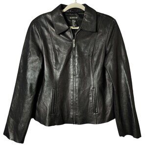 Bebe Womens Black Y2K Moto Biker Edgy Classic Capsule Sleek Leather Jacket Large